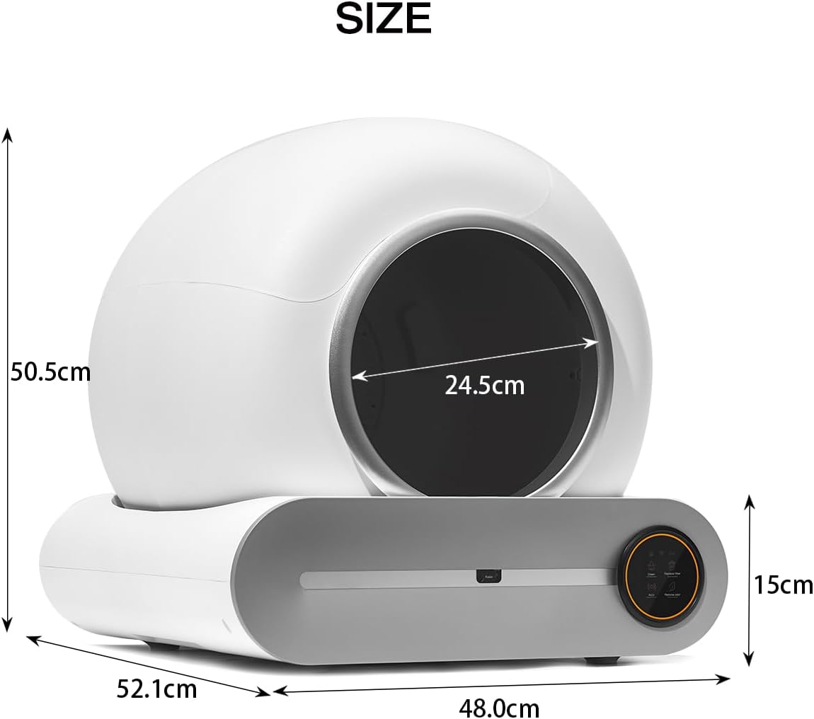 QraraZL Litière Chats Autonettoyante Via Contrôle APP, Bac à Litière Autonettoyante pour Chats, Alerte Intelligente/Moniteur de Santé/Désodorisant Ionique,65L+9L (Intelligent)