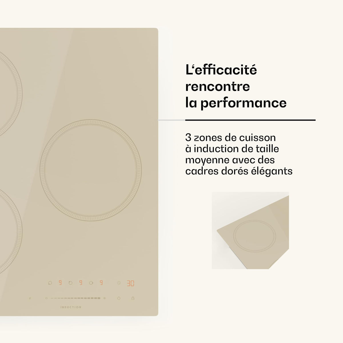 Klarstein Victoria Plaque À Induction Encastrable - 3 Zones, 6600 W Avec Boosters, Commande Tactile À Curseur, Minuterie & Verrouillage Parental, Vitr