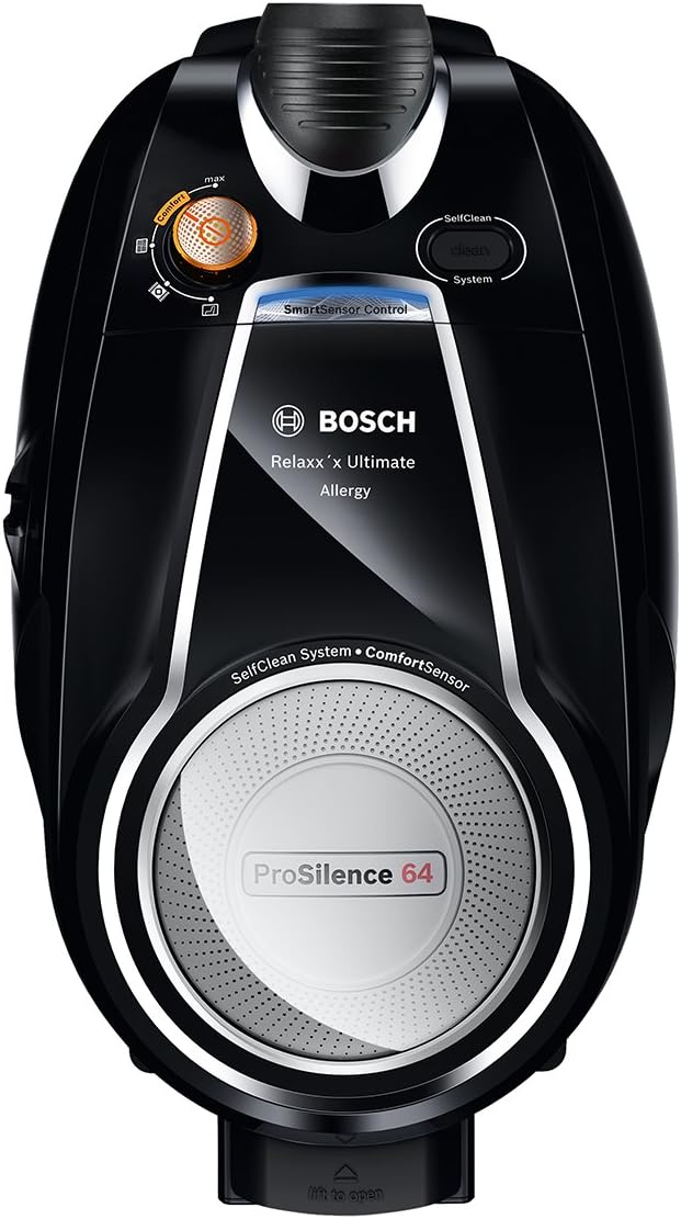 Bosch Electroménager Série 8, BGS7MS64, aspirateur traîneau sans Sac ProSilence, extrêmement Silencieux, Technologie SensorBagless et système de Nettoyage Intelligent du Filtre, Noir