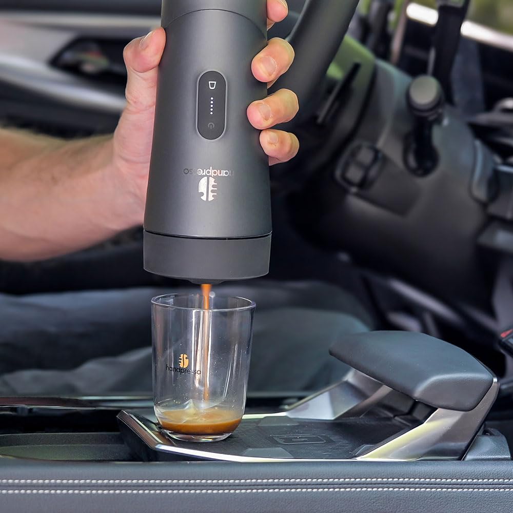 Handpresso Auto | Machine à café expresso portable 19 bars pour voiture et voyage | compatible capsule expresso/capsule réutilisable | Cafetière de voyage compacte, sans fil et rechargeable USB-C