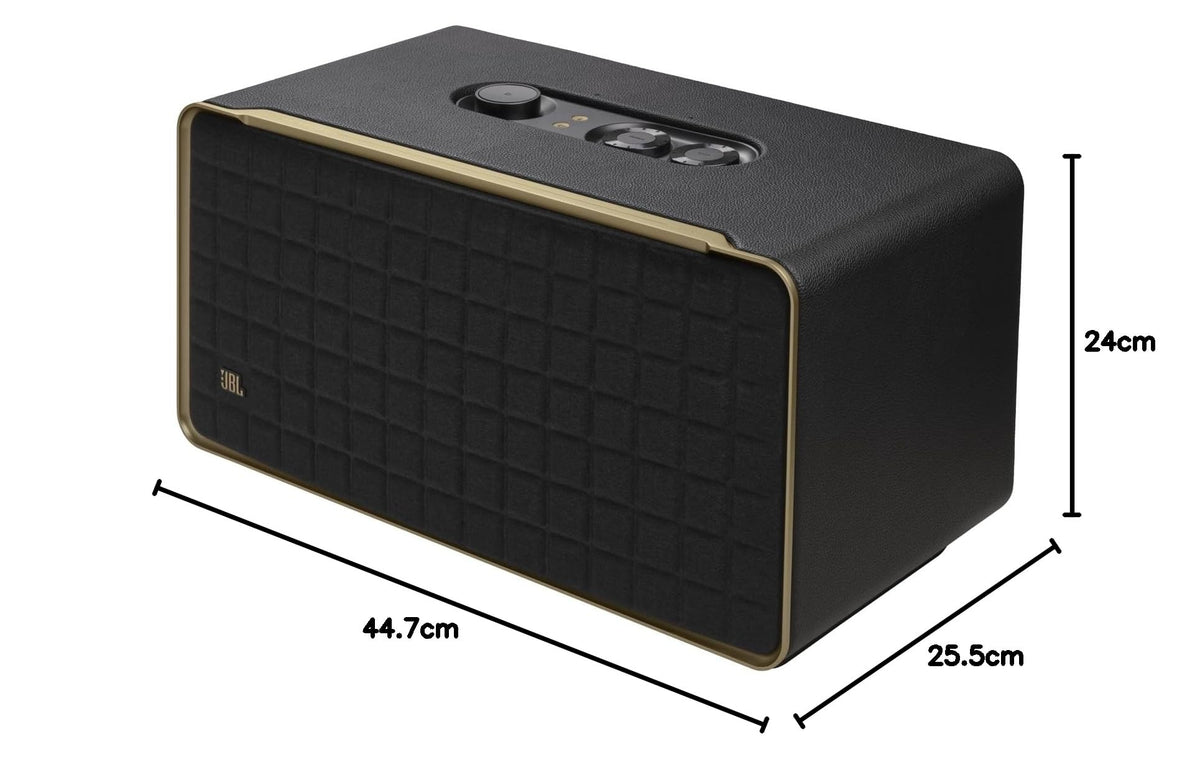 JBL Authentics 500 Enceinte intelligente connectée Hi-fidelity avec WiFi, Bluetooth et assistants vocaux, Dolby Atmos, design rétro, noire