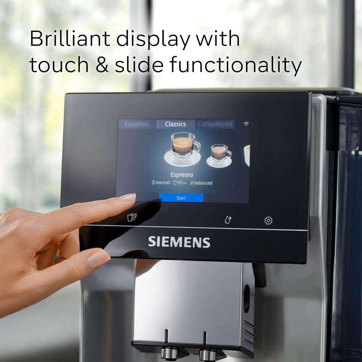 SIEMENS EQ700 Machine à café entièrement automatique grain à tasse, écran tactile de 5 pouces, préparation froide et lente de préparation, cappuccinatore, plus de 34 boissons de café, connexion au