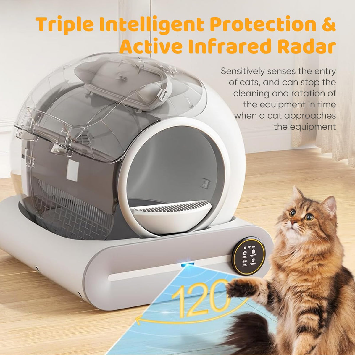 Litiere Chat Autonettoyante Bac à Litter Automatic 65L Bac à Litière pour Chat Automatique, Contrôle par Application, Anti-fuites/Pincement/pour Plusi
