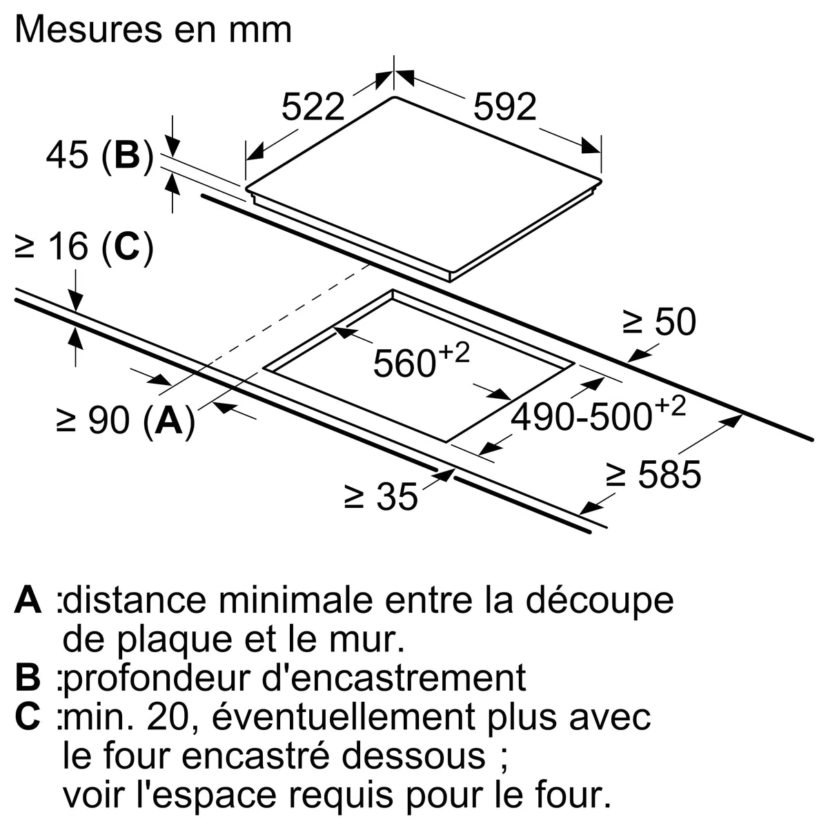 Bosch PUC611BB5E- Série 4, Plaque à Induction - 3 Feux - 60 cm - Puissance 4600 W - Noir