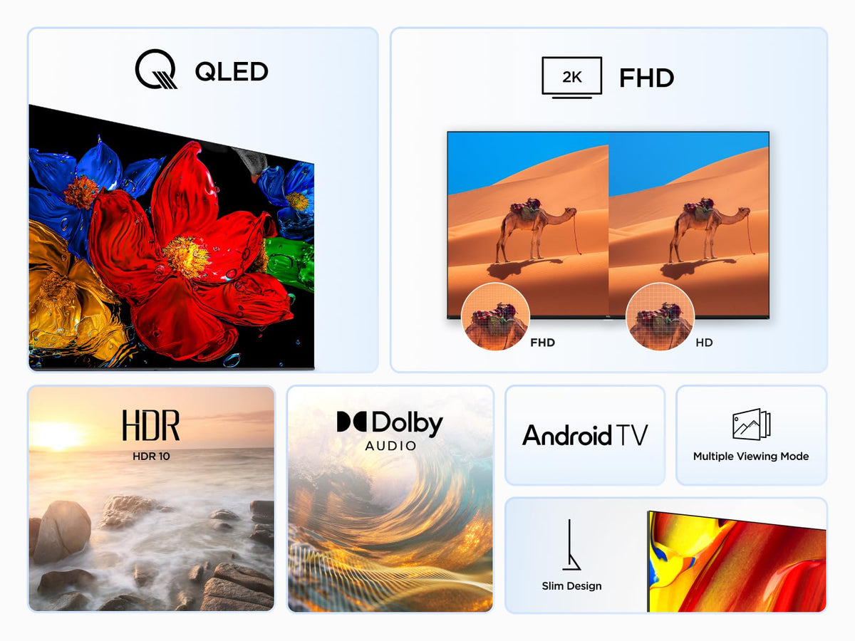 TCL 43V5C – TV QLED Direct LED Smart Full HD 43" avec Android TV & HDR - Compatible avec Google Cast & Google Home, Design Mince