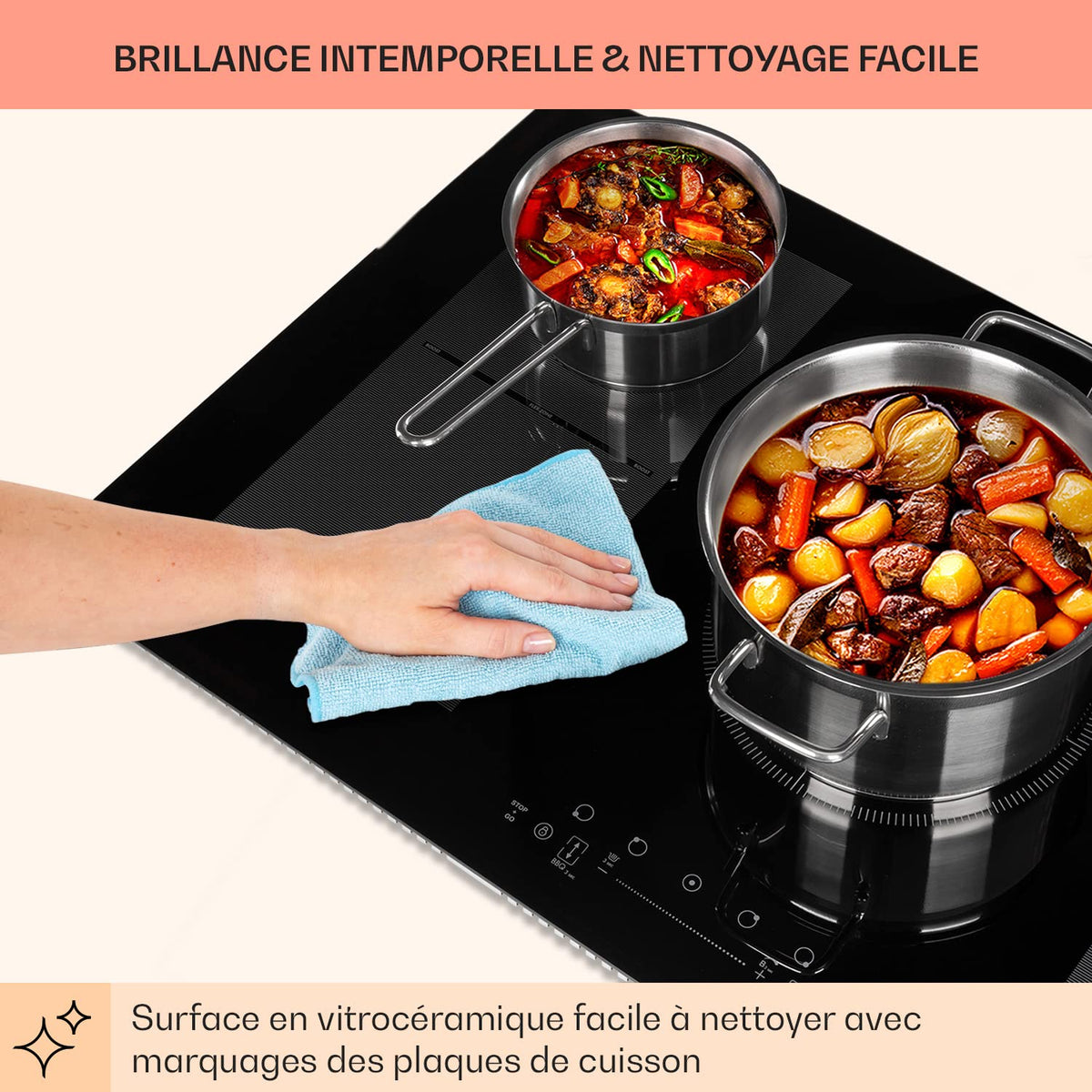 Klarstein Plaque de Cuisson Electrique à Induction 9300W, Plaque Encastrées 5 Feux, Tables de Cuisson Encastrable, Contrôle Tactile, Rechaud pour la Cuisine