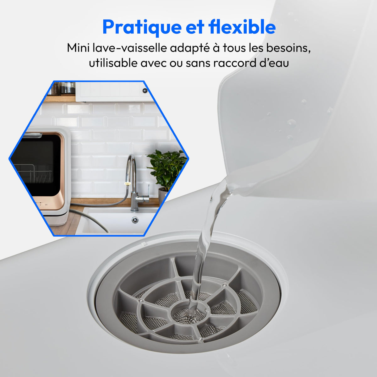 MEDION Mini lave-vaisselle DWT20 (lave-vaisselle de table, lave-vaisselle, 2 couverts, fonctionne avec/sans raccordement à l'eau, 6 programmes de nett