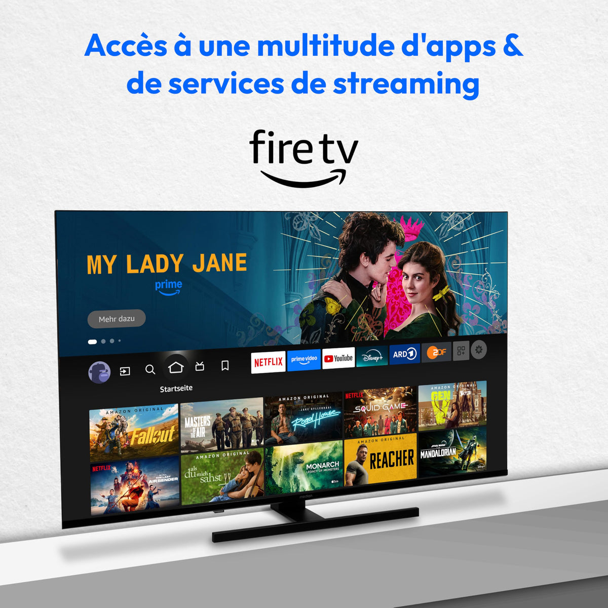 MEDION Téléviseur 50 Pouces 4k (125,7 cm) QLED Television (Fire TV, Smart, Dolby Vision HDR, Dolby Atmos, Prime Video, Bluetooth, DVB-T2, MD 850800)