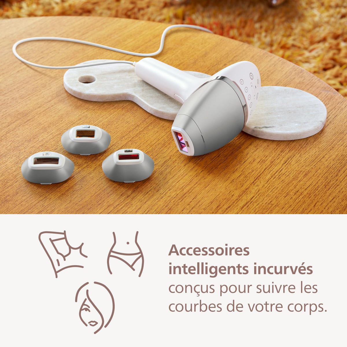 Philips Lumea série 8000 - épilateur à lumière pulsée, alternative à l'épilation laser, technologie SenseIQ, 3 embouts pour le corps, le visage et les zones de précision, BRI946/00