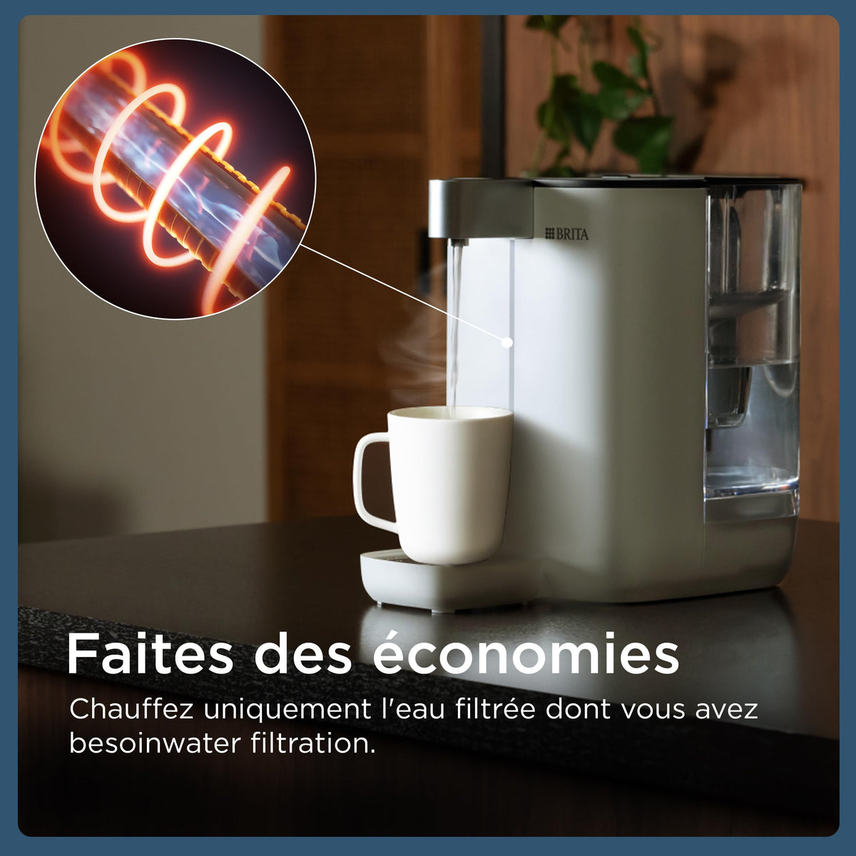 BRITA Cube Distributeur d'eau filtrée chaude ou tempérée (4.0 L) différentes tailles de contenants pré-enregistrés, technologie UV-C & filtre à eau MAXTRA PRO Expert anti-tartre inclus