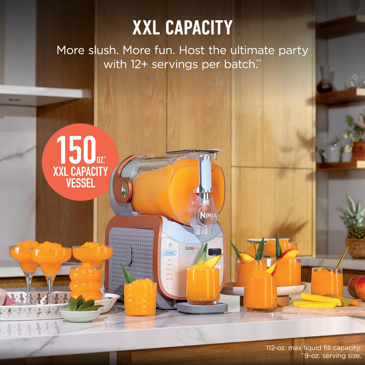 Ninja SLUSHi Max | XXL Smart Frozen Drink Maker | Exclusive Smart Technology | Party-Sized 150oz Capacity | No Ice Needed | 6 Programs | Perfect Temp & Texture up to 12 hours | Peach | FS605