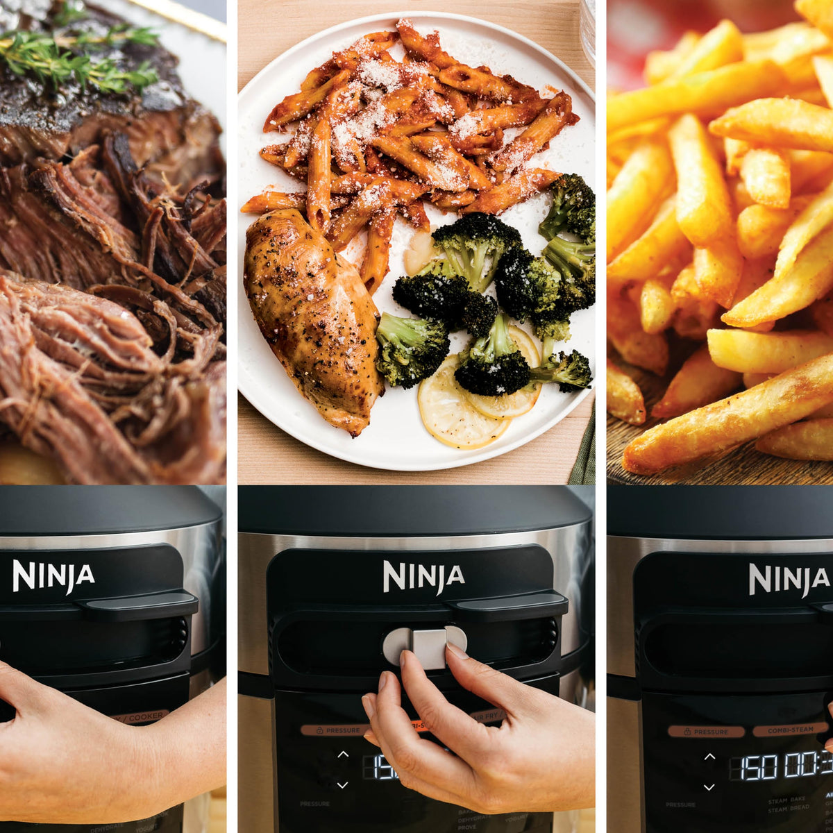 Ninja Multicuiseur Foodi MAX Air Fryer, Smart Lid, 14 fonctions de cuisson, 7.5L, Autocuiseur, Cuisson sous pression, Friture à l'air, Cuisson lente, Grill et plus, Acier inoxydable, OL750EU