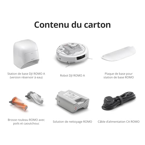 DJI ROMO A Robot Aspirateur Laveur avec Robot Transparent, Aspirateur Robot de 25 000 Pa, détection de Niveau Drone, 200 Jours sans Maintenance, Lavage et séchage Auto des tampons de serpillière