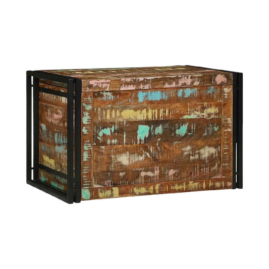 Coffre de rangement en bois recyclé pour intérieur et extérieur - 80 x 40 x 40