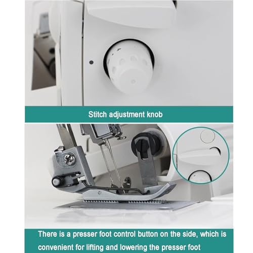 Machine à coudre surjeteuse à point de recouvrement robuste avec capacité de couture 2-3-4-5 points, bac à déchets et pieds-de-biche à encliqueter pour débutants et professionnels