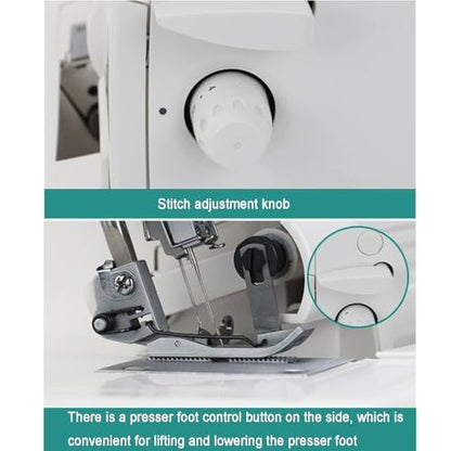 Machine à coudre surjeteuse à point de recouvrement robuste avec capacité de couture 2-3-4-5 points, bac à déchets et pieds-de-biche à encliqueter pour débutants et professionnels
