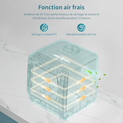 AIRMSEN Mini Lave-Vaisselle de Comptoir, 5+1 Programmes, Réservoir d'Eau de 5L, Contrôle Tactile et Écran LED, Adapté pour les Cuisines Familiales, Appartements et Dortoirs, Blanc et noir