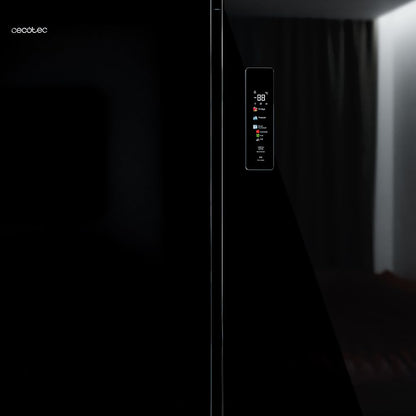 Cecotec Réfrigérateur Américain 4 Portes Bolero CoolMarket 4D 601 Black Glass E. 601L, Moteur Inverter, 90cm, No Frost, ECO, Refroidissement Rapide, Display, Alarme Température, Verre Noir