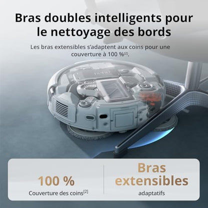 DJI ROMO A Robot Aspirateur Laveur avec Robot Transparent, Aspirateur Robot de 25 000 Pa, détection de Niveau Drone, 200 Jours sans Maintenance, Lavage et séchage Auto des tampons de serpillière