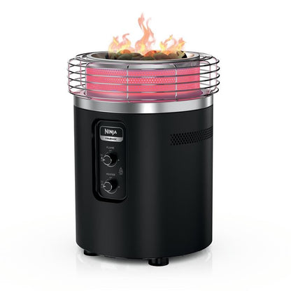 Ninja Fireside360™ Outdoor Heater & Fire Pit with 3 Modes – Flame, Heat, Flame & Heat, Portable for Patio, Deck, Camping, Beach, Easy Control Flames and Heat, Push to Start Ignition, Black, OF101BK