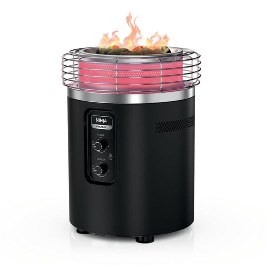 Ninja Fireside360™ Outdoor Heater & Fire Pit with 3 Modes – Flame, Heat, Flame & Heat, Portable for Patio, Deck, Camping, Beach, Easy Control Flames and Heat, Push to Start Ignition, Black, OF101BK