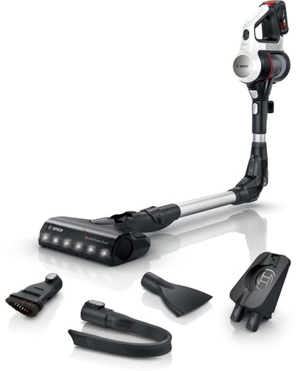 Bosch Electroménager Unlimited 7, BBS711W, aspirateur Balai, autonomie de 40 Min, Brosse motorisée avec éclairage LED, Batterie 3.0 Ah Power for All, Tube Flexible, Poids léger, Accessoires, Blanc