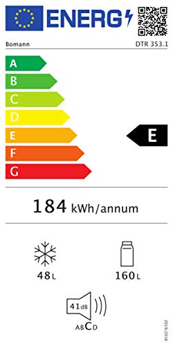Bomann DTR 353 réfrigérateur-congélateur Autoportante 208 L E Noir, Argent