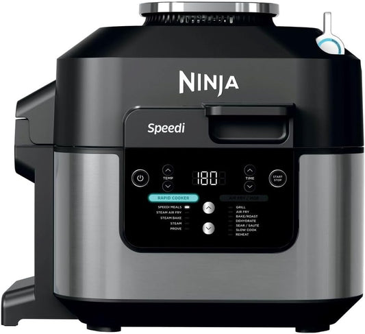 Ninja Speedi 10-en-1 Cuiseur rapide, Air Fryer, Friteuse à air et Multicuiseur, 5.7L, Repas pour 4 en 15 minutes, Vapeur, Gril, Cuire au four, Rôtir, Saisir, Mijoter et plus, Noir, ON500EU