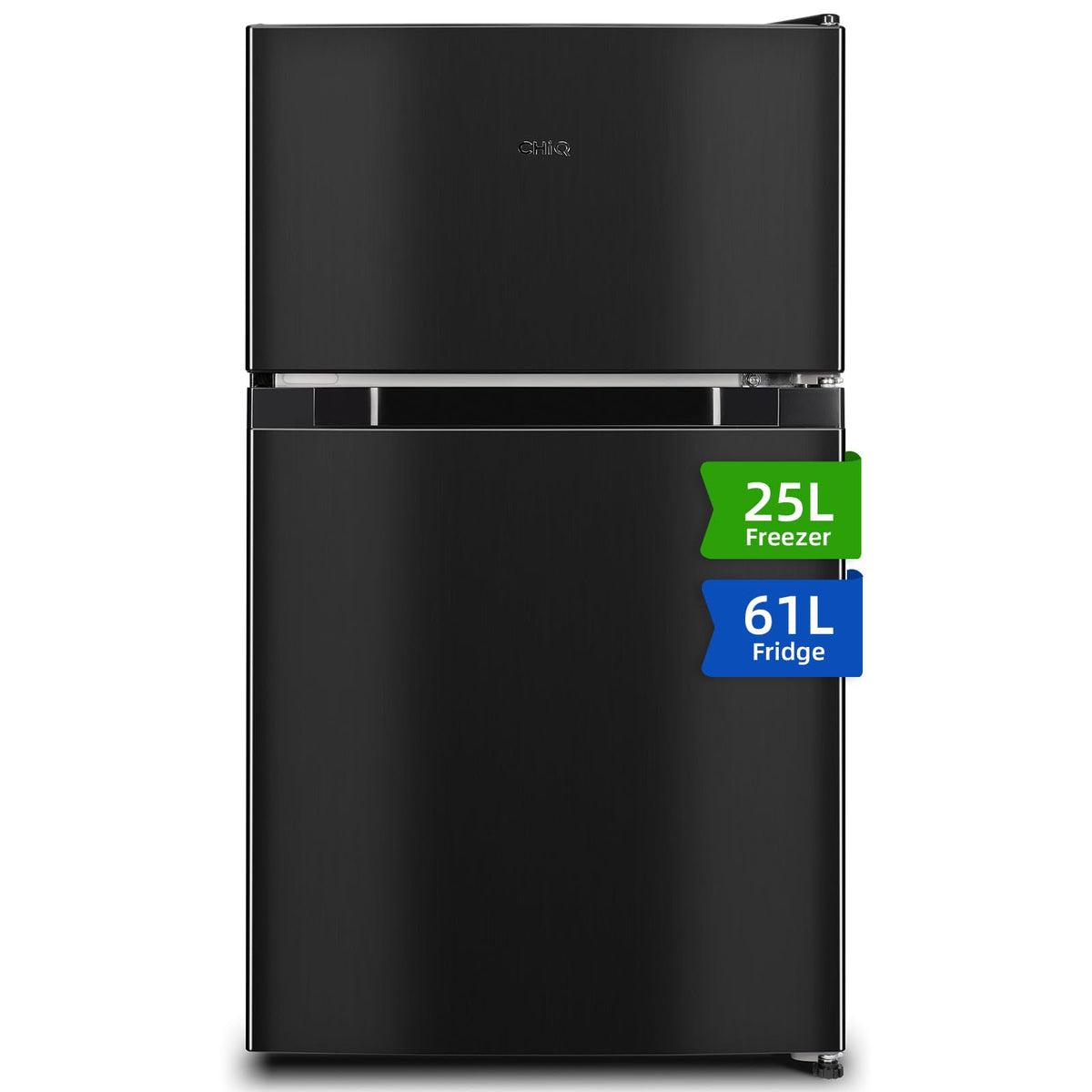 CHIQ Réfrigérateur congélateur en haut Réfrigérateur congélateur - 86 L (61/25L) - Portes réversibles, Congélateur 4 étoiles, Machine à glaçons, Garantie compresseur 12 ans, Classe E