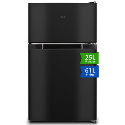 CHIQ Réfrigérateur congélateur en haut Réfrigérateur congélateur - 86 L (61/25L) - Portes réversibles, Congélateur 4 étoiles, Machine à glaçons, Garantie compresseur 12 ans, Classe E