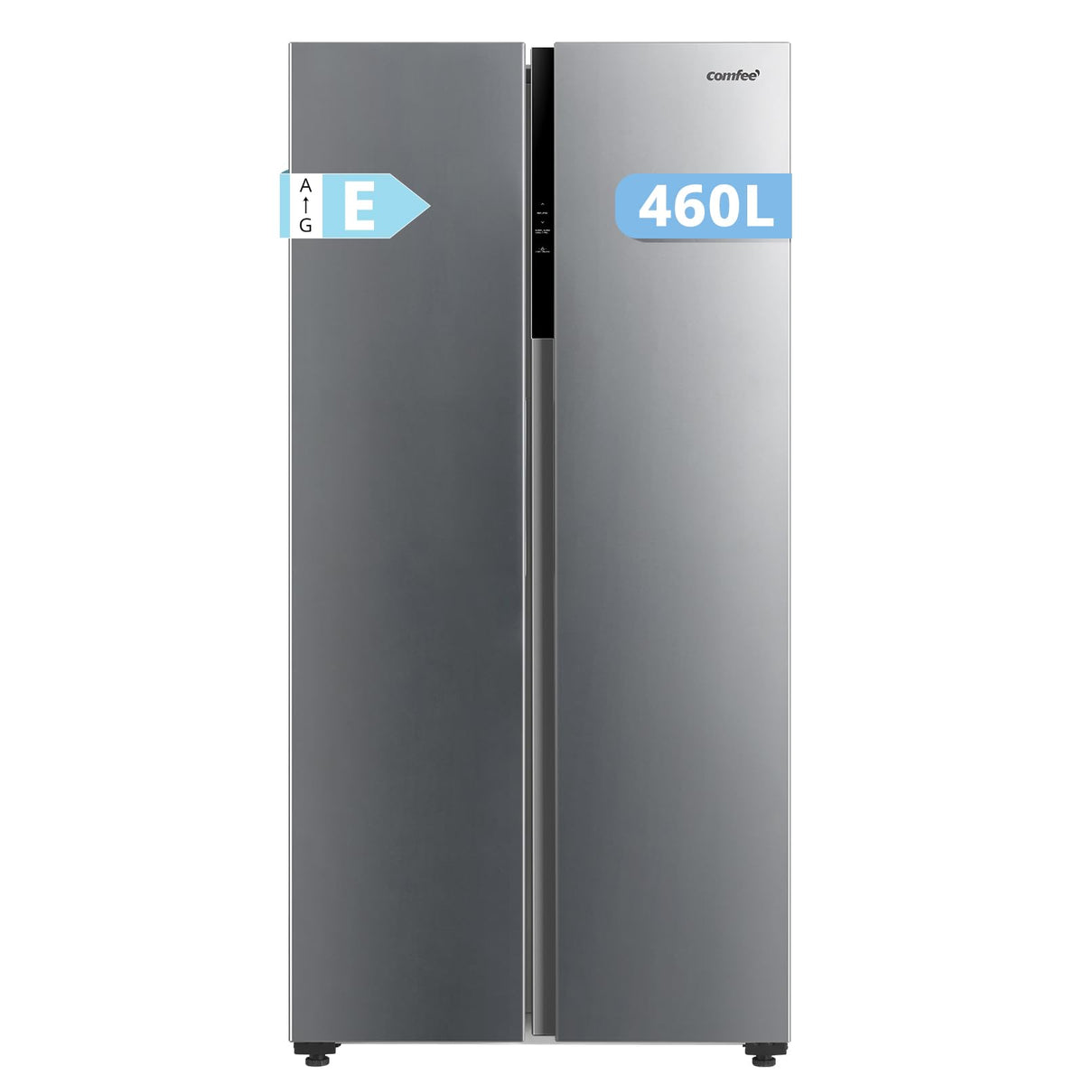Comfee' RCS609IX2 Réfrigérateur-Congélateur Américan/No Frost/Compresseur Inverter/Hauteur 177,5 cm/460 L(271+189) de Réfrigération/Double contrôle/SuperCool, Inox