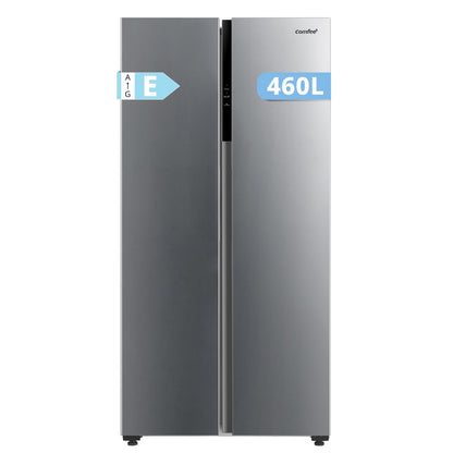 Comfee' RCS609IX2 Réfrigérateur-Congélateur Américan/No Frost/Compresseur Inverter/Hauteur 177,5 cm/460 L(271+189) de Réfrigération/Double contrôle/SuperCool, Inox