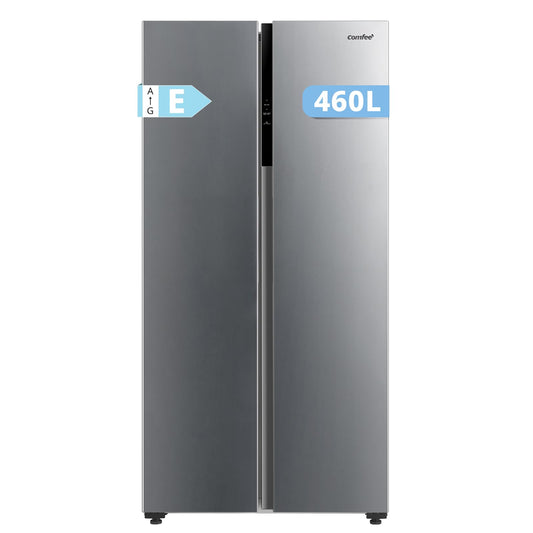 Comfee' RCS609IX2 Réfrigérateur-Congélateur Américan/No Frost/Compresseur Inverter/Hauteur 177,5 cm/460 L(271+189) de Réfrigération/Double contrôle/SuperCool, Inox
