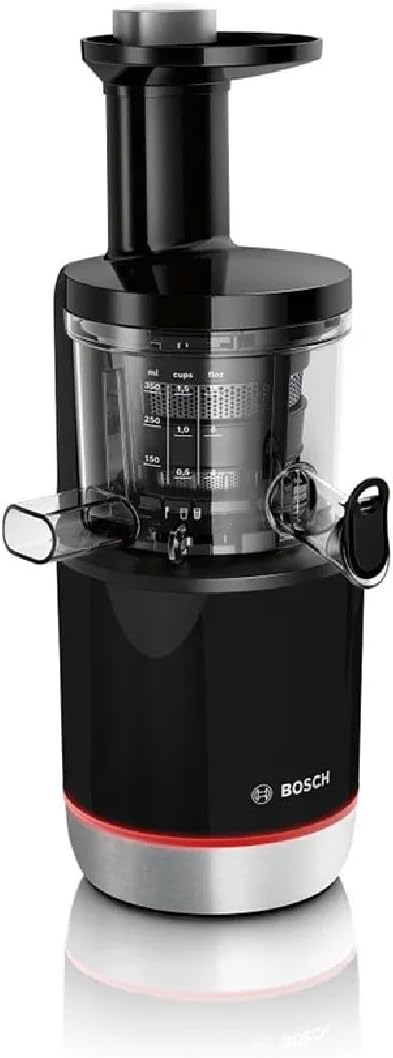 Bosch VitaExtract MESM731M Extracteur de Jus – Extraction lente pour réduire l'oxydation – Contrôle du niveau de pulpe et 3 différents filtres – 150 W – Couleur : noir