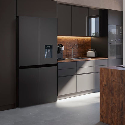 Cecotec Réfrigérateur Américain 4 Portes Dark de 564 L Bolero CoolMarket 4D 564 Dark E. 183 cm de Hauteur, 91 cm de Largeur, Distributeur d'Eau, Moteur Inverter Plus, NoFrost Total