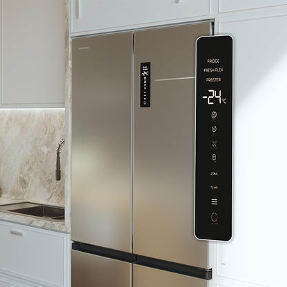Cecotec Réfrigérateur 4 Portes Semi-Intégrable Total No Frost Bolero CoolMarket 4D 456 SBI Inox E, Extra Capacité Max 456 L, Hauteur 189 cm et 83 cm Largeur, MetalFlexCooling, Compresseur Inverter