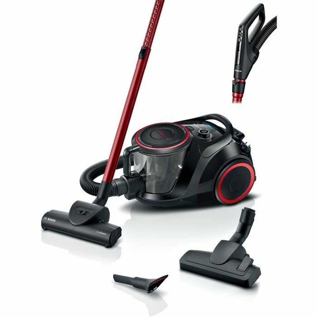 Bosch Electroménager Série 6, BGS41POW1, aspirateur traîneau sans Sac, capacité de 2,4L, variateur de Puissance à la poignée, Rayon d'action de 10 m, Niveau sonore 72 DB, Noir