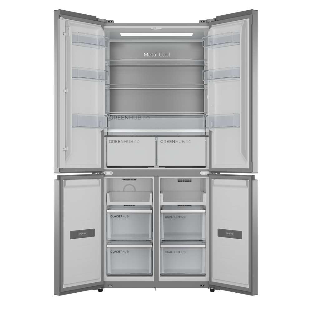 Cecotec Réfrigérateur 4 Portes Semi-Intégrable Total No Frost Bolero CoolMarket 4D 456 SBI Inox E, Extra Capacité Max 456 L, Hauteur 189 cm et 83 cm Largeur, MetalFlexCooling, Compresseur Inverter