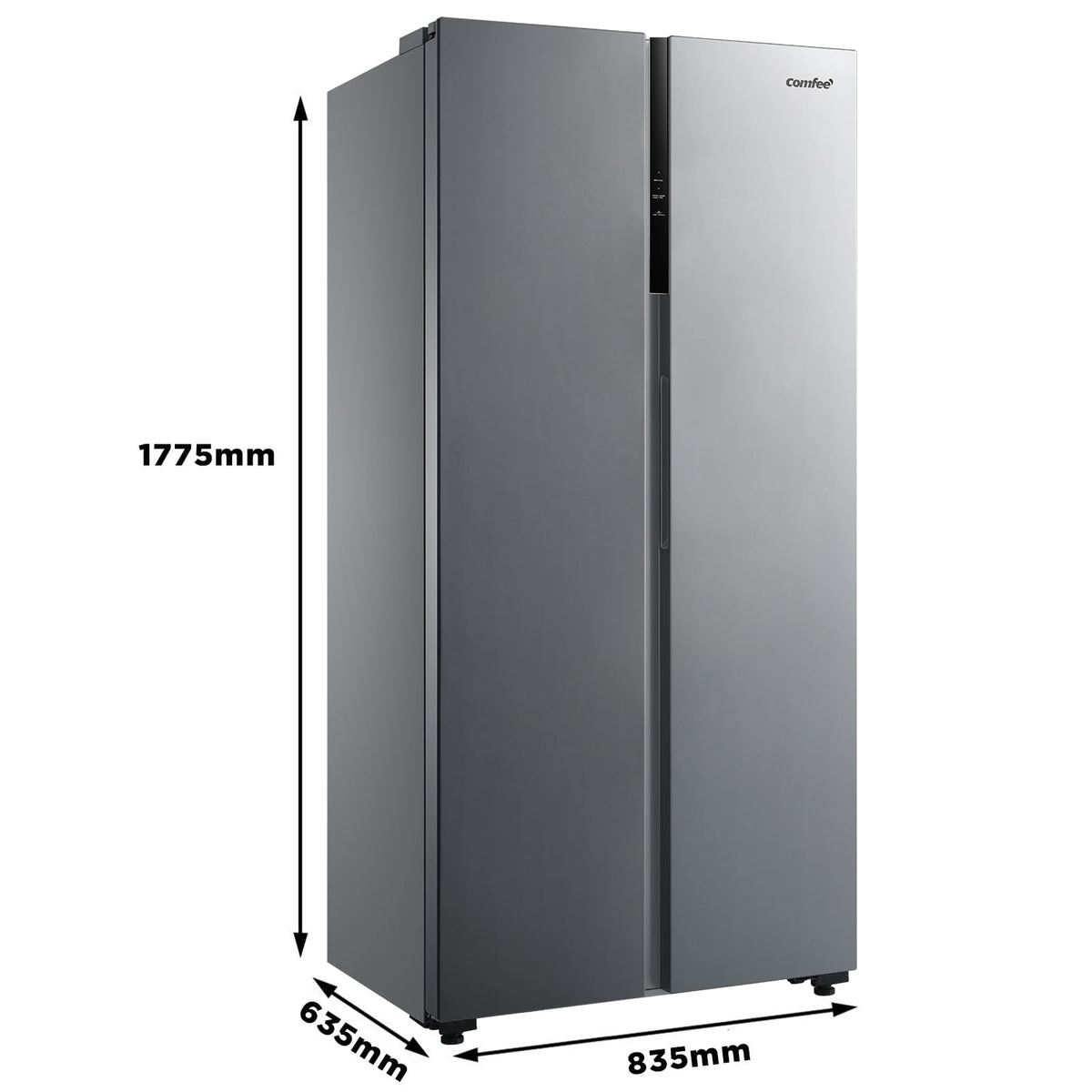 Comfee' RCS609IX2 Réfrigérateur-Congélateur Américan/No Frost/Compresseur Inverter/Hauteur 177,5 cm/460 L(271+189) de Réfrigération/Double contrôle/SuperCool, Inox