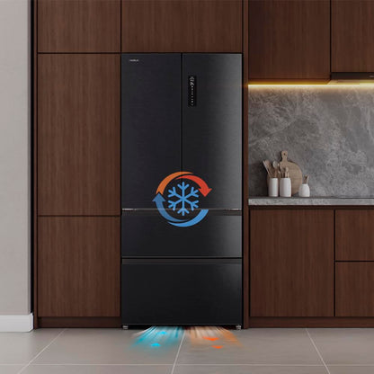 Cecotec Réfrigérateur Porte Française de 4 Portes Semi-Intégrable 458L Total No Frost Bolero CoolMarket F2D 458 SBI Dark E, Hauteur 189 cm et 83 cm Largeur, MetalFlexCooling, Compresseur Inverter