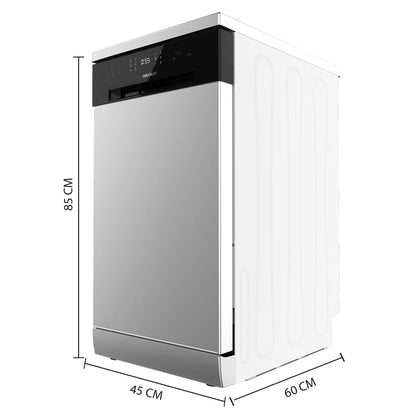 Cecotec Lave-vaisselle Bolero Aguazero 4201 Inox E. 1850 W, 11 couverts, 6 programmes, Classe E, Dual Zone Wash, Départ Différé, AquaStop Électronique, Panneau Tactile, 45 cm de largeur