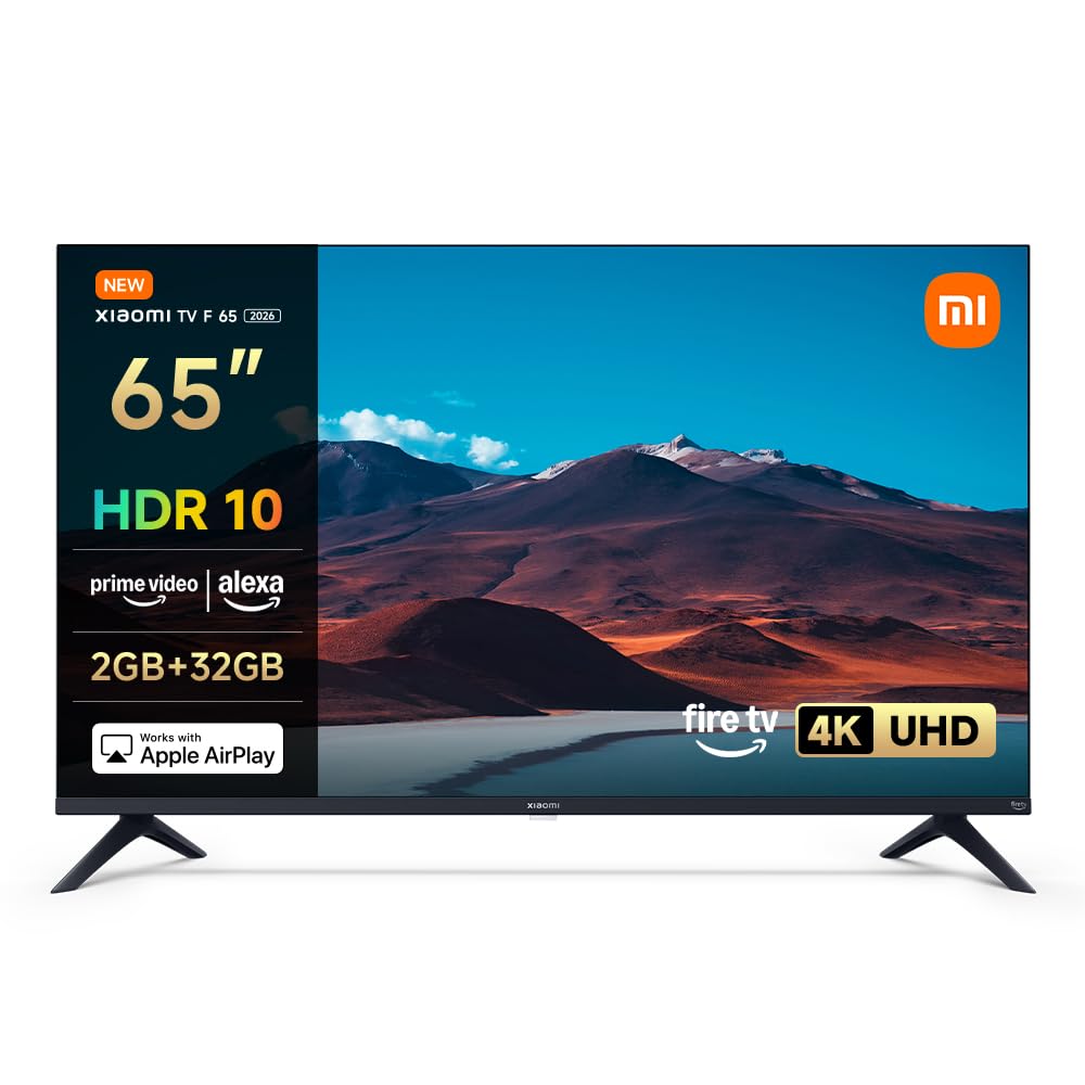 XIAOMI TV F 65, 165 cm (65 Pouces), 4K UHD, Smart TV, Fire TV, Contrôle Vocal Alexa, HDR10, MEMC, Mode Game Boost 120Hz, 2Go+32Go, Compatible avec AirPlay
