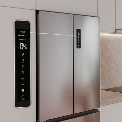 Cecotec Réfrigérateur Porte Française de 4 Portes Semi-Intégrable 458L Total No Frost Bolero CoolMarket F2D 458 SBI Inox E, Hauteur 189 cm et 83 cm Largeur, MetalFlexCooling, Compresseur Inverter