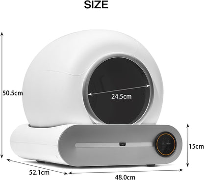 QraraZL Litière Chats Autonettoyante Via Contrôle APP, Bac à Litière Autonettoyante pour Chats, Alerte Intelligente/Moniteur de Santé/Désodorisant Ionique,65L+9L (Intelligent)