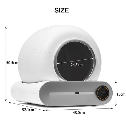 QraraZL Litière Chats Autonettoyante Via Contrôle APP, Bac à Litière Autonettoyante pour Chats, Alerte Intelligente/Moniteur de Santé/Désodorisant Ionique,65L+9L (Intelligent)