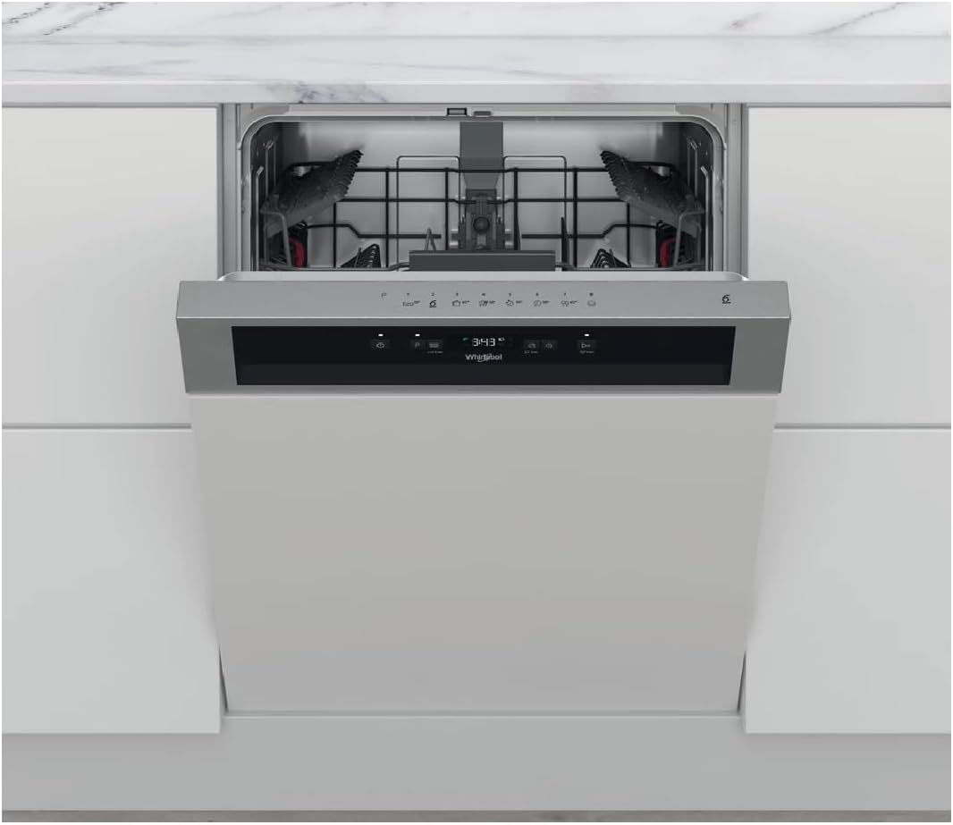 Lave vaisselle encastrable Whirlpool WBC3C26X - Lave vaisselle integrable 60 cm - Classe A++ / 46 decibels - 14 couverts - Intégrable bandeau : Inox