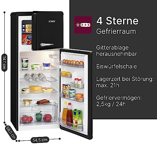 Bomann DTR 353 réfrigérateur-congélateur Autoportante 208 L E Noir, Argent