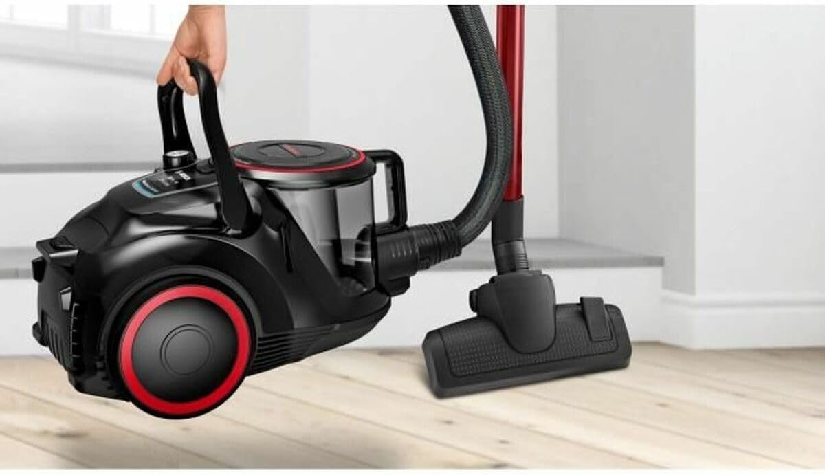 Bosch Electroménager Série 6, BGS41POW1, aspirateur traîneau sans Sac, capacité de 2,4L, variateur de Puissance à la poignée, Rayon d'action de 10 m, Niveau sonore 72 DB, Noir