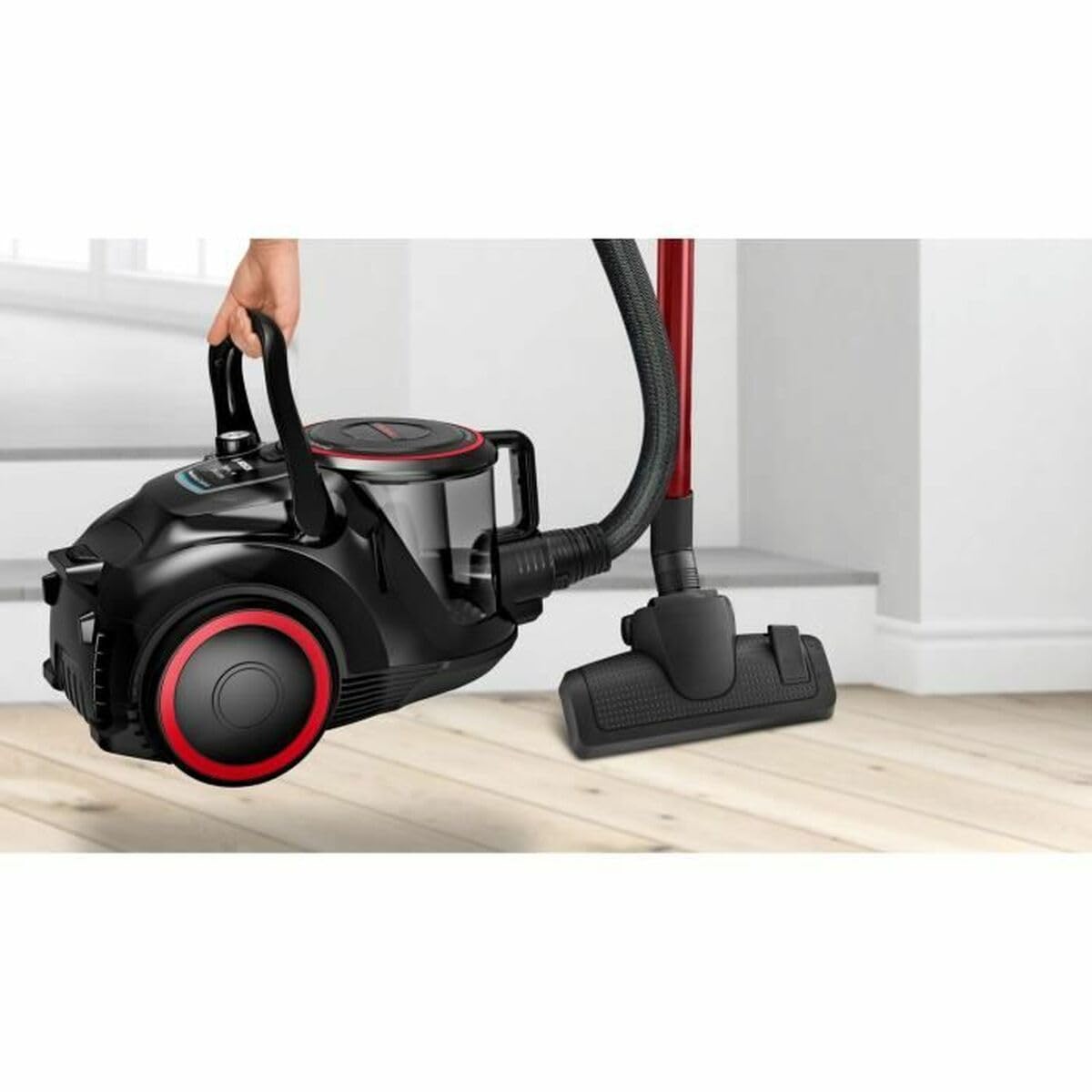 Bosch Electroménager Série 6, BGS41POW1, aspirateur traîneau sans Sac, capacité de 2,4L, variateur de Puissance à la poignée, Rayon d'action de 10 m, Niveau sonore 72 DB, Noir