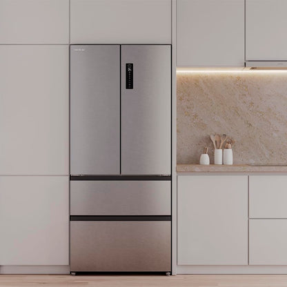 Cecotec Réfrigérateur Porte Française de 4 Portes Semi-Intégrable 458L Total No Frost Bolero CoolMarket F2D 458 SBI Inox E, Hauteur 189 cm et 83 cm Largeur, MetalFlexCooling, Compresseur Inverter